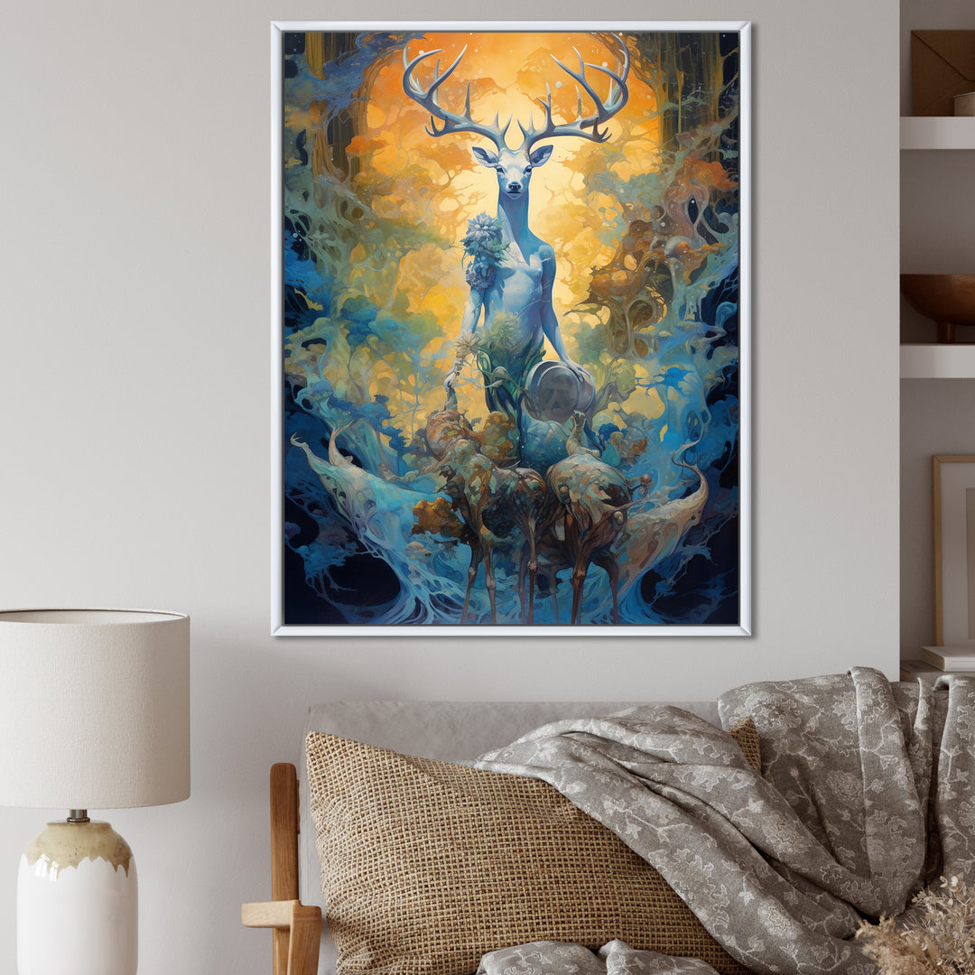 Majestic Deer In Magical Forest - Deer Canvas Wall Art