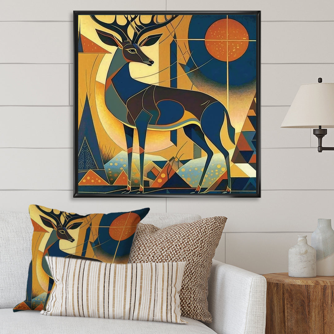 Gracious Deer Retro Geometric - Deer Wall Decor