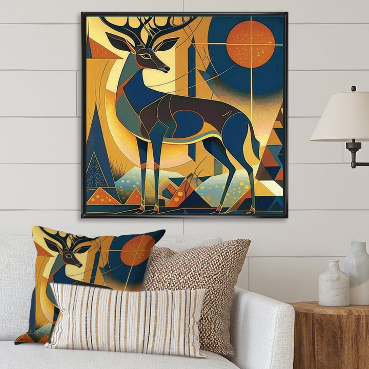 Gracious Deer Retro Geometric - Deer Wall Decor
