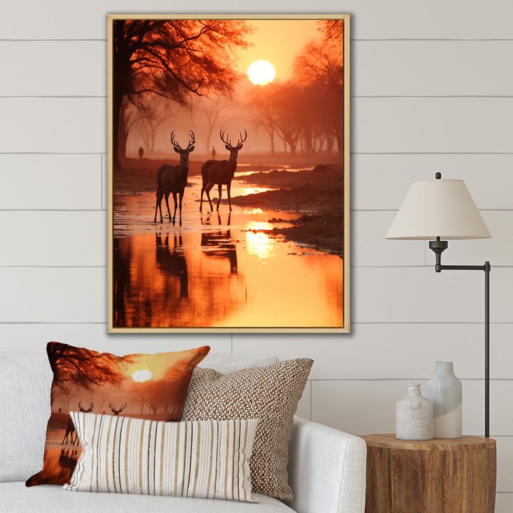 Two Deers At Sunset Nature Photography - Deer Wall Art Prints