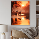 Two Deers At Sunset Nature Photography - Deer Wall Art Prints