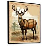 Majestic Deer Retro Illustration - Brown Deer Wall Art