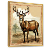 Majestic Deer Retro Illustration - Brown Deer Wall Art