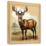 Majestic Deer Retro Illustration - Brown Deer Wall Art
