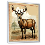 Majestic Deer Retro Illustration - Brown Deer Wall Art
