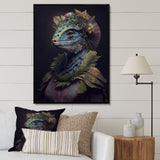Blue Dino Wearing Reptile Suit - Dinosaur Framed Canvas Art