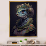 Blue Dino Wearing Reptile Suit - Dinosaur Framed Canvas Art