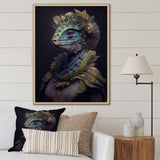 Blue Dino Wearing Reptile Suit - Dinosaur Framed Canvas Art