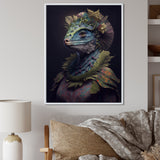 Blue Dino Wearing Reptile Suit - Dinosaur Framed Canvas Art