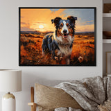 Border Collie Walking Under Golden Horizon - Dog Large Canvas Wall Art