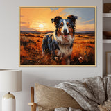 Border Collie Walking Under Golden Horizon - Dog Large Canvas Wall Art