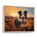 Border Collie Walking Under Golden Horizon - Dog Large Canvas Wall Art