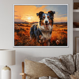 Border Collie Walking Under Golden Horizon - Dog Large Canvas Wall Art