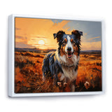 Border Collie Walking Under Golden Horizon - Dog Large Canvas Wall Art