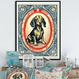 Retro Illustration Of Cute Dachshund - Dog Daschund Living Room Wall Art