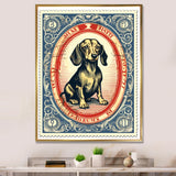 Retro Illustration Of Cute Dachshund - Dog Daschund Living Room Wall Art