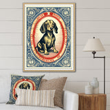 Retro Illustration Of Cute Dachshund - Dog Daschund Living Room Wall Art