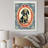 Retro Illustration Of Cute Dachshund - Dog Daschund Living Room Wall Art