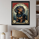 Retro Stamp Illustration Of Cute Dachshund - Dog Daschund Bedroom Wall Art