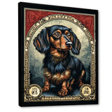 Retro Stamp Illustration Of Cute Dachshund - Dog Daschund Bedroom Wall Art