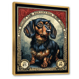 Retro Stamp Illustration Of Cute Dachshund - Dog Daschund Bedroom Wall Art