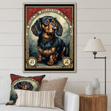 Retro Stamp Illustration Of Cute Dachshund - Dog Daschund Bedroom Wall Art