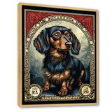 Retro Stamp Illustration Of Cute Dachshund - Dog Daschund Bedroom Wall Art