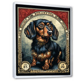 Retro Stamp Illustration Of Cute Dachshund - Dog Daschund Bedroom Wall Art