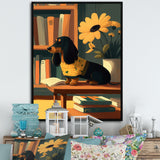 Cute Dachshund With Yellow Sweater On A Chair - Dog Daschund Wall Decor