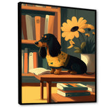 Cute Dachshund With Yellow Sweater On A Chair - Dog Daschund Wall Decor