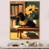 Cute Dachshund With Yellow Sweater On A Chair - Dog Daschund Wall Decor