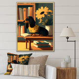 Cute Dachshund With Yellow Sweater On A Chair - Dog Daschund Wall Decor
