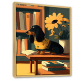 Cute Dachshund With Yellow Sweater On A Chair - Dog Daschund Wall Decor