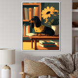 Cute Dachshund With Yellow Sweater On A Chair - Dog Daschund Wall Decor