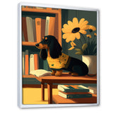 Cute Dachshund With Yellow Sweater On A Chair - Dog Daschund Wall Decor