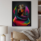 Cool Dachshund In Rainbow Designer Sweater - Dog Daschund Wall Art Prints