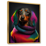 Cool Dachshund In Rainbow Designer Sweater - Dog Daschund Wall Art Prints