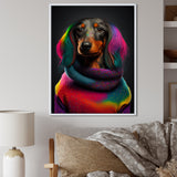 Cool Dachshund In Rainbow Designer Sweater - Dog Daschund Wall Art Prints