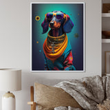 Snoop Dachshund With Cool Sunglasses - Multi-Color Dog Daschund Wall Art