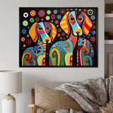 Portrait Of Two Dachshund Retro Geometric - Dog Daschund Framed Canvas Art