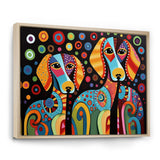 Portrait Of Two Dachshund Retro Geometric - Dog Daschund Framed Canvas Art