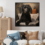 Dog Reading Newspaper On Toilet - Dog Wall Decor