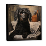 Dog Reading Newspaper On Toilet - Dog Wall Decor