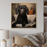 Dog Reading Newspaper On Toilet - Dog Wall Decor