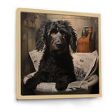 Dog Reading Newspaper On Toilet - Dog Wall Decor