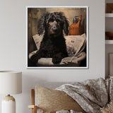 Dog Reading Newspaper On Toilet - Dog Wall Decor