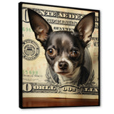 Little Dog On Dollar Bill - Black Dog Wall Art
