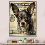 Little Dog On Dollar Bill - Black Dog Wall Art