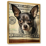 Little Dog On Dollar Bill - Black Dog Wall Art