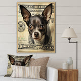 Little Dog On Dollar Bill - Black Dog Wall Art